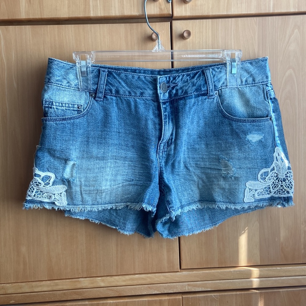 American rag lace denim shorts
